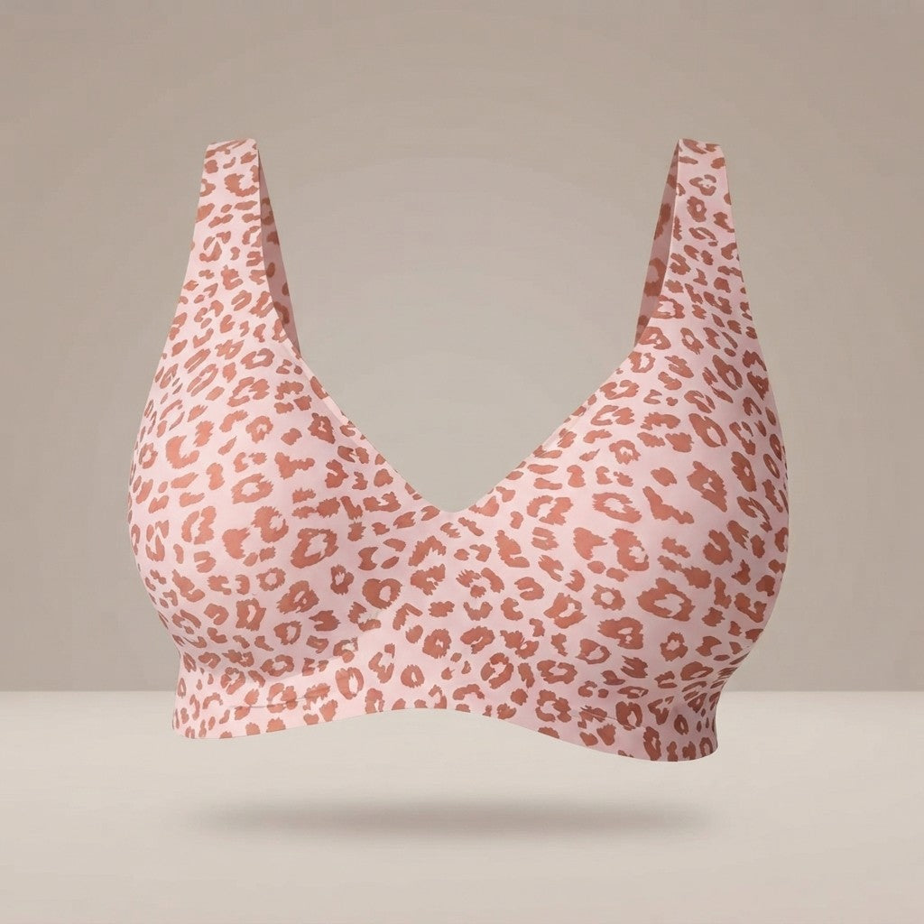 Seamless Leopard Print Wireless Bra